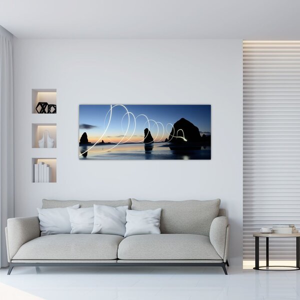 Kép - tengerpart naplementekor (120x50 cm)
