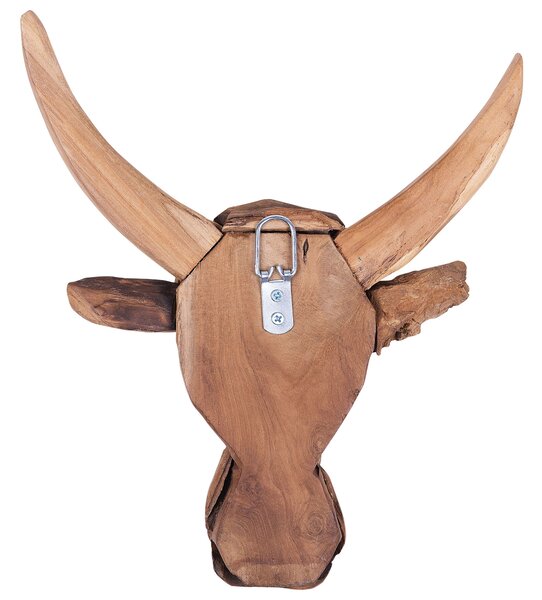 Fali Szobor Bika BULL HEAD Tíkfa 34 cm Barna