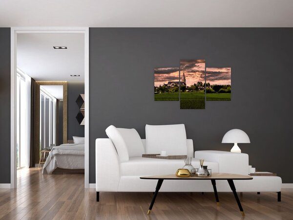 Tájkép templommal (90x60 cm)