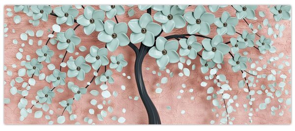 Kép - Pasztell kék virágok (120x50 cm)