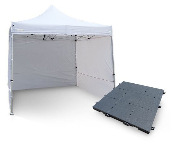 Ollós Party sátor 3x3m ALU Premium 4db ablak nélküli oldal + MŰANYAG PADLÓ 36db szín fehér
