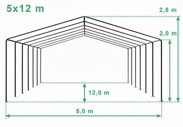 Party sátor 5x12 m PRÉMIUM - tűzálló szín fehér