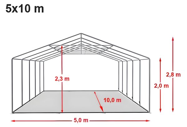 Party sátor 5x10 m PRÉMIUM - tűzálló szín piros-fehér