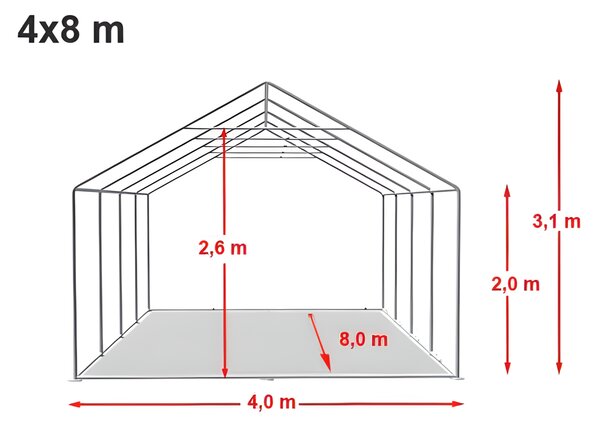 Party sátor 4x8 m PRÉMIUM - tűzálló szín fehér