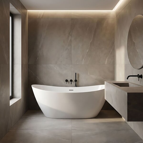Rea FERRANO Slim, szabadon álló kád 1600×800×720 mm, fehér, fehér lefolyófedél, REA-W0081