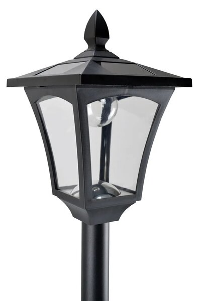 Outsunny LED napelemes kerti lámpa, rozsdamentes acél állólámpa, 160 cm magas, fekete