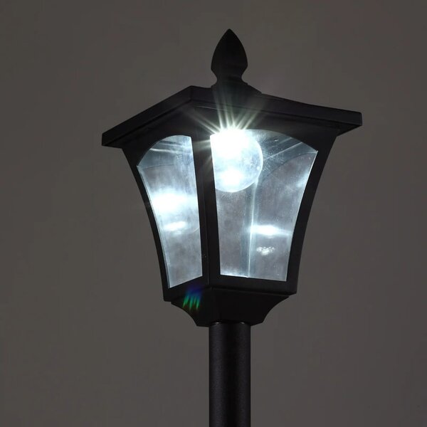 Outsunny LED napelemes kerti lámpa, rozsdamentes acél állólámpa, 160 cm magas, fekete