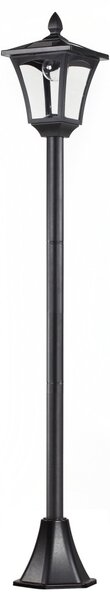 Outsunny LED napelemes kerti lámpa, rozsdamentes acél állólámpa, 160 cm magas, fekete
