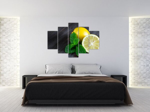 Citrom és a menta az asztalon képe (150x105 cm)