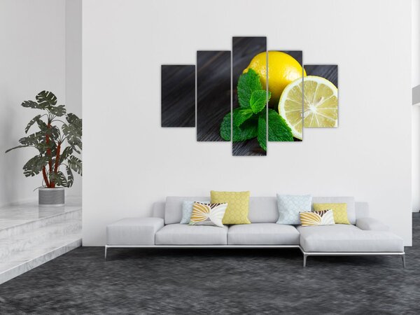 Citrom és a menta az asztalon képe (150x105 cm)
