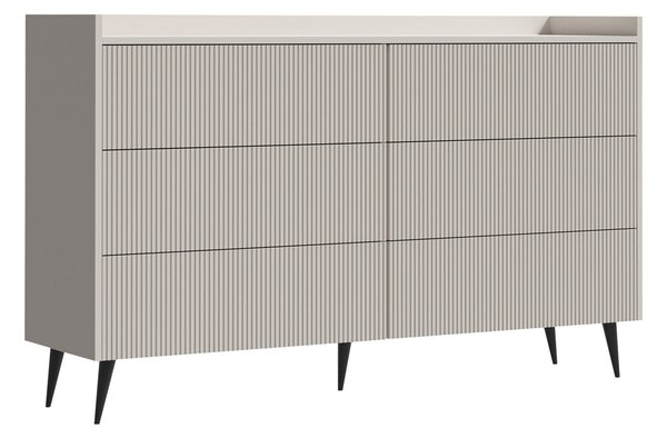 Komód Mirfivu 102, Közepes sűrűségű farostlemez, Laminált forgácslap, 92x150x41cm, Kasmír