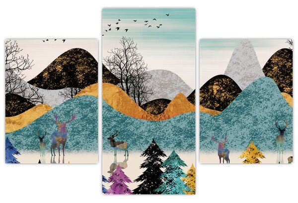 Grafikus kép szarvas (90x60 cm)