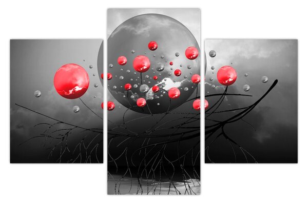 Piros absztrakt gömbök képe (90x60 cm)