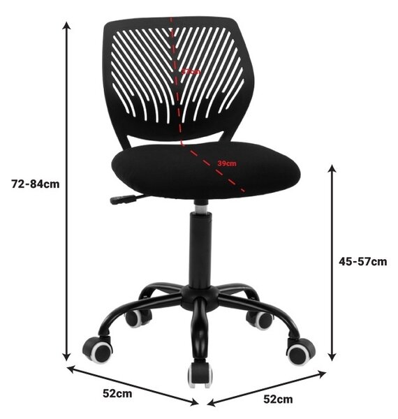 Gyerek irodai szék Kador Pako World, fekete, 52x52x72-94 cm