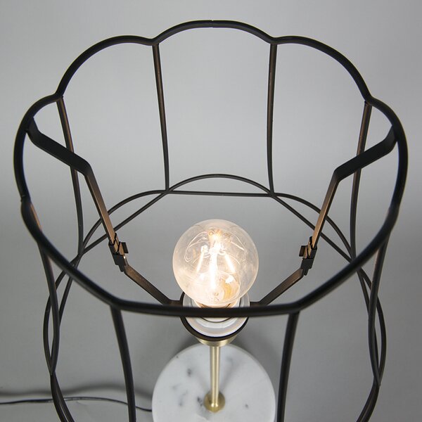 Retro asztali lámpa sárgarézzel és Granny Frame fekete kerettel 30 cm - Kaso