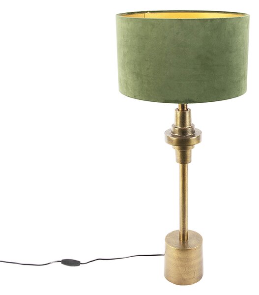 Art deco asztali lámpa bársony árnyalatú zöld, 35 cm - Diverso
