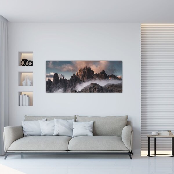 Kép - A ködben rejtett olasz dolomitok (120x50 cm)