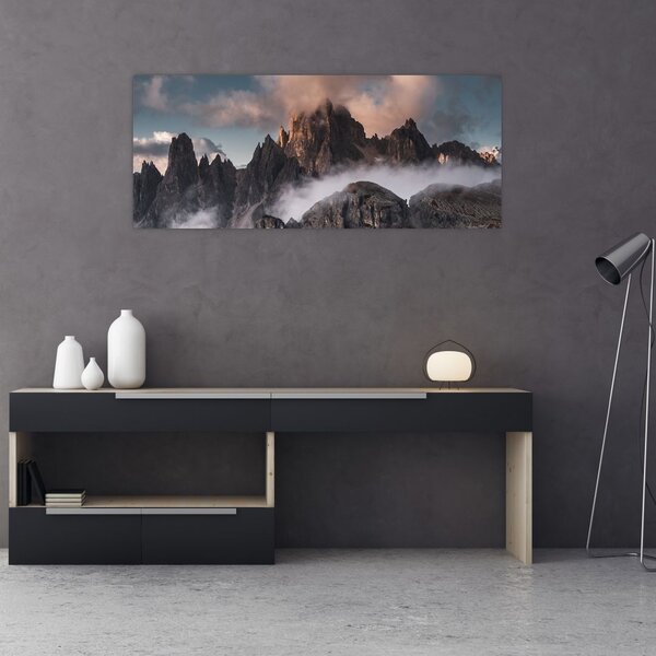 Kép - A ködben rejtett olasz dolomitok (120x50 cm)