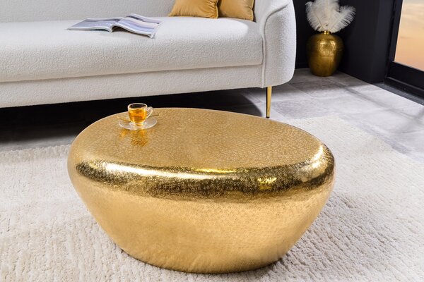 STONE arany dohányzóasztal, 75cm, kalapácsütés hatású