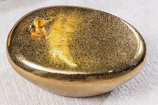 STONE arany dohányzóasztal, 75cm, kalapácsütés hatású