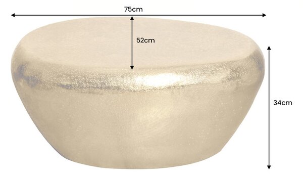 STONE arany dohányzóasztal, 75cm, kalapácsütés hatású
