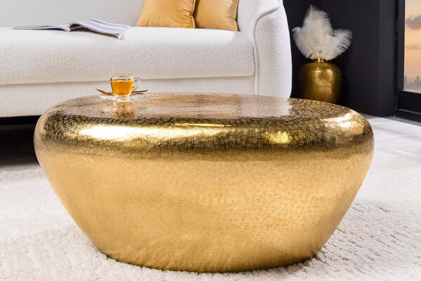 STONE arany dohányzóasztal, 75cm, kalapácsütés hatású