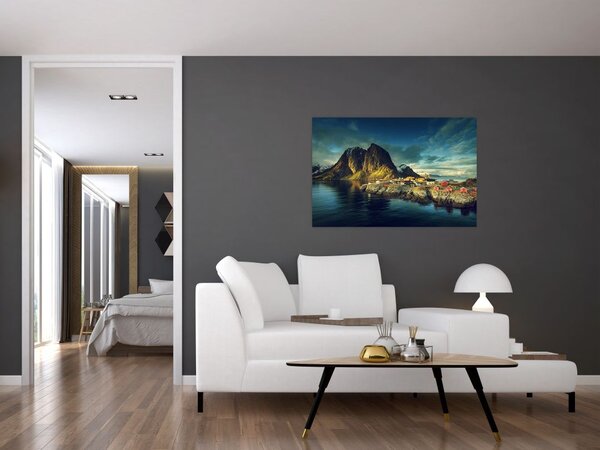 Egy halászati falu képe Norvégiában (90x60 cm)