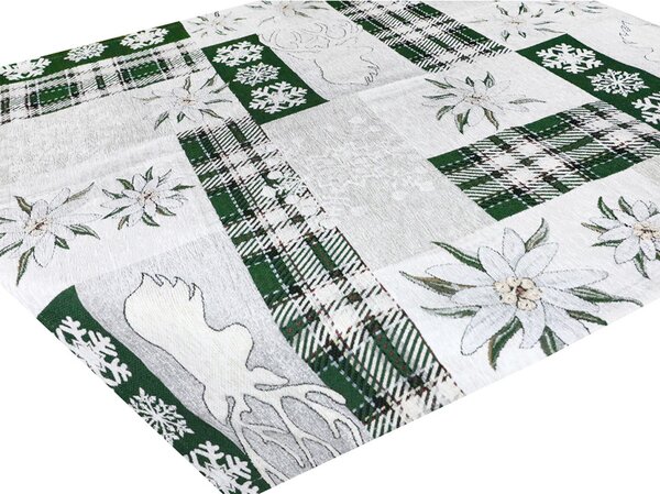 Karácsonyi zsenília terítő "Zöld elegancia" 90x90 cm Chenille IT041