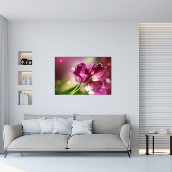 Rózsaszín tulipánok képe (90x60 cm)