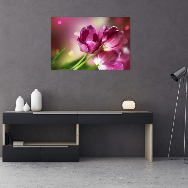 Rózsaszín tulipánok képe (90x60 cm)