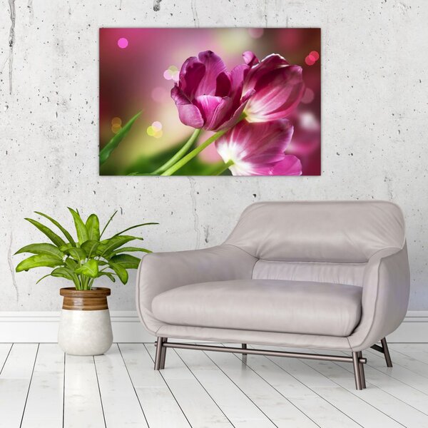 Rózsaszín tulipánok képe (90x60 cm)