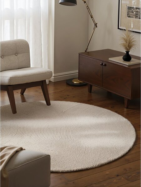 Világos natúr színű kézi szövésű gyapjú kerek szőnyeg ø 120 cm Calmio – Hanse Home