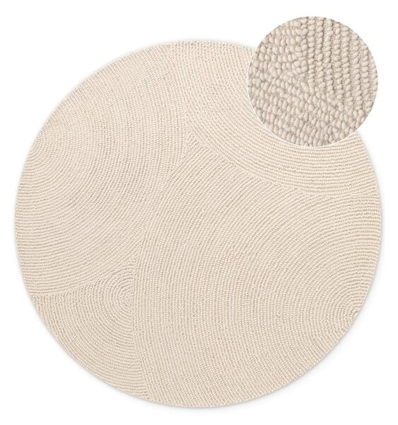 Világos natúr színű kézi szövésű gyapjú kerek szőnyeg ø 150 cm Eleni Natural White – Hanse Home