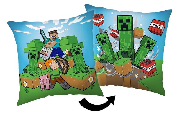 Gyerek párna 40x40 cm Minecraft "Creeper Rush" – Jerry Fabrics