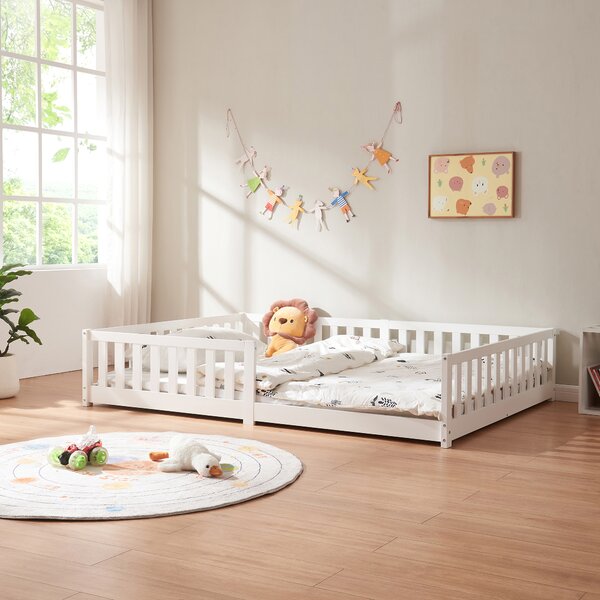 Montessori gyerekágy Tanna leesésgátlóval 140x200 cm fehér [en.casa]