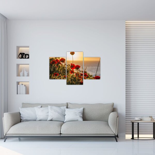 Naplemente és a pipacsok képe (90x60 cm)
