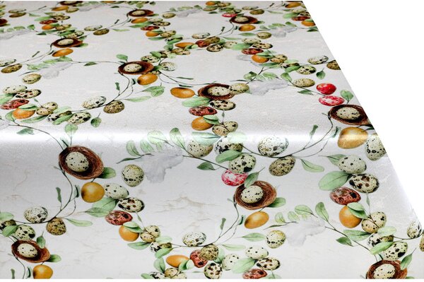 Húsvéti jacquard terítő tojás és fészek motívummal, szélessége 140 cm
