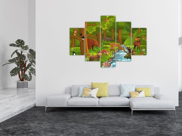 Gyermek kép állatokkal (150x105 cm)