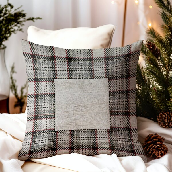 Párnahuzat gobelin Tartan bézs Chenille IT025