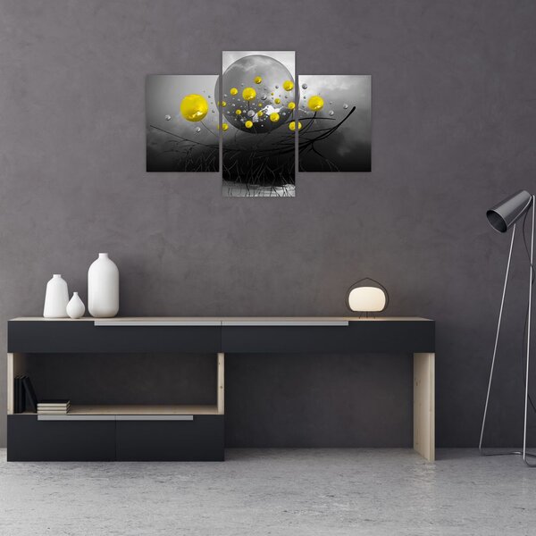 Kép- sárga absztrakt gömbök (90x60 cm)