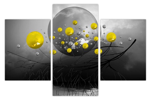 Kép- sárga absztrakt gömbök (90x60 cm)