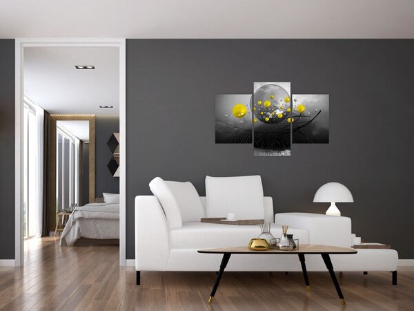 Kép- sárga absztrakt gömbök (90x60 cm)