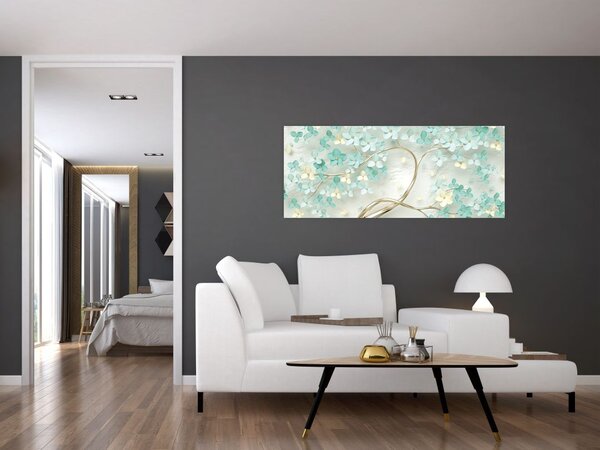Kép - Arany virágzó fa (120x50 cm)