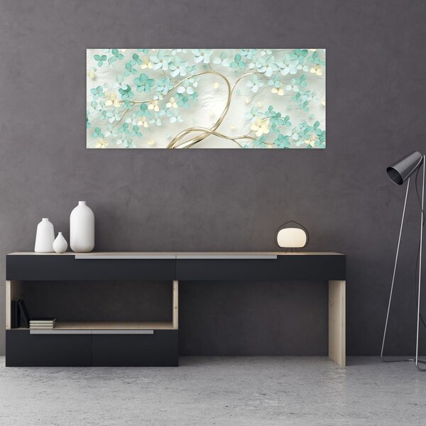 Kép - Arany virágzó fa (120x50 cm)