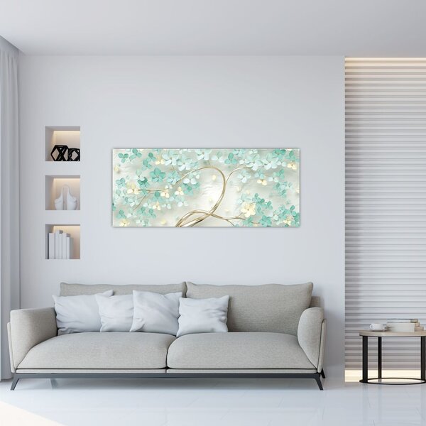 Kép - Arany virágzó fa (120x50 cm)