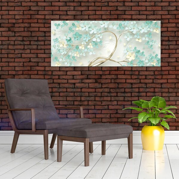 Kép - Arany virágzó fa (120x50 cm)