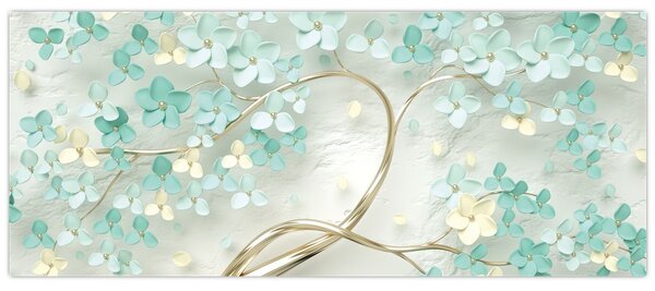 Kép - Arany virágzó fa (120x50 cm)