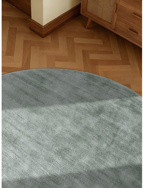 Világoskék kézi szövésű viszkóz kerek szőnyeg ø 120 cm Noemi – Vikosa
