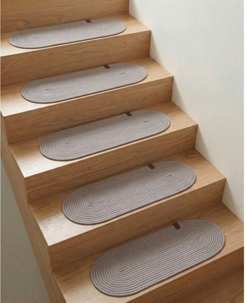Szürkésbarna lépcsőszőnyeg szett 16 db-os 25x65 cm Milo – Vitaus