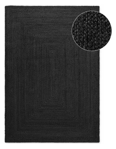 Fekete kétoldalas-kézi szövésű juta szőnyeg 200x300 cm Juno – Hanse Home
